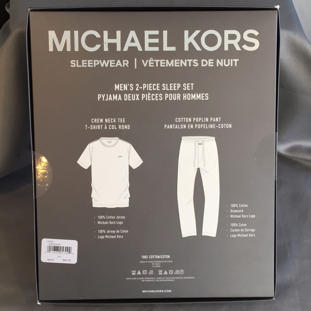 NWT Michael Kors Blue/White/Gray 2 Pc Pajama Set - Picture 2 of 5
